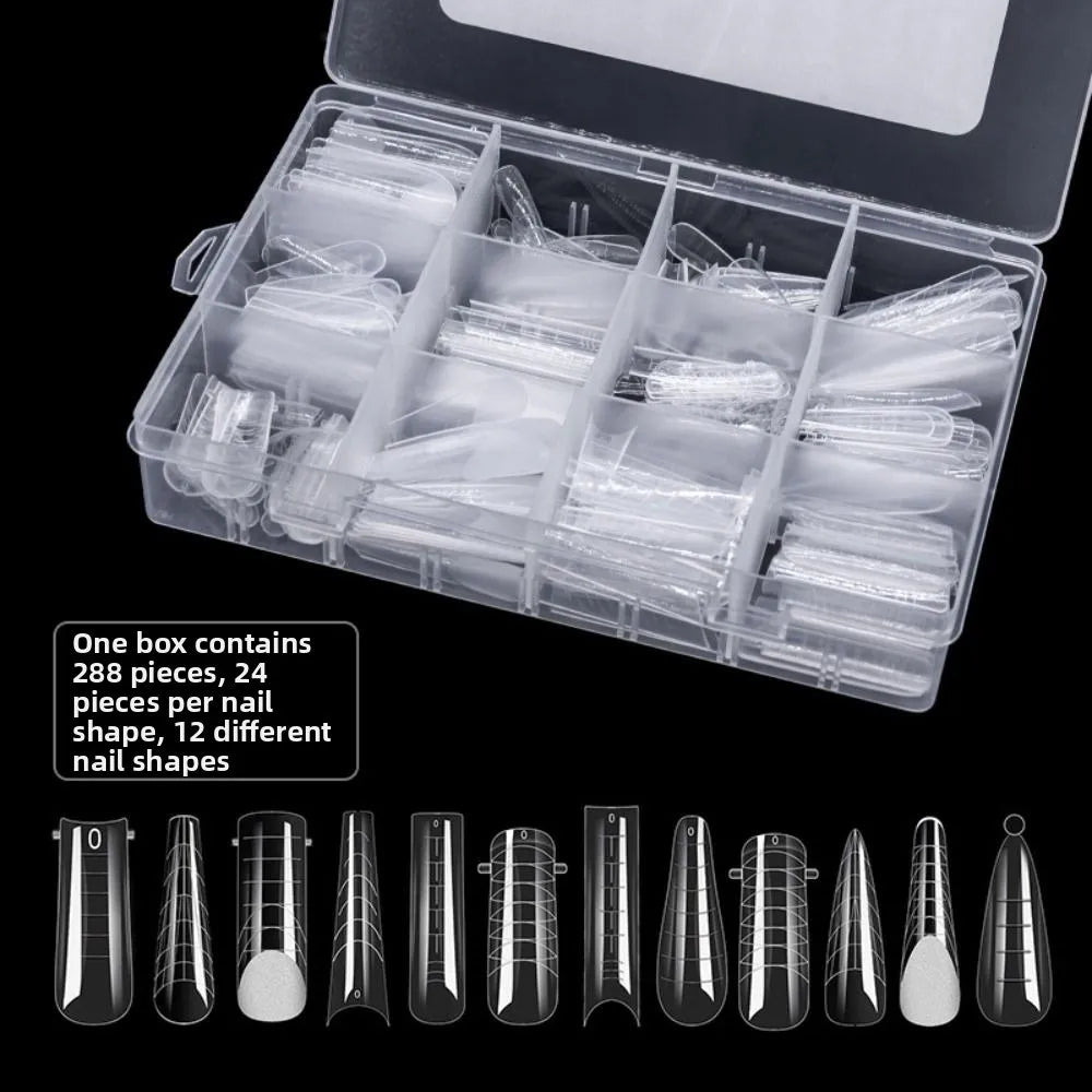 Mixed 12-Type Nail Tips Set – Pointed & French Mold False Nails