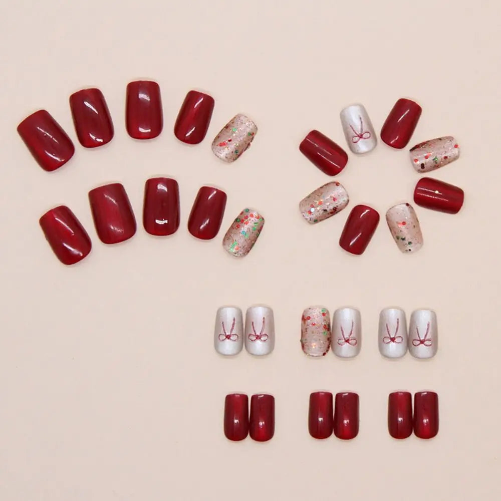 30-Pack Short Ballerina False Nails – French Cat Eye DIY Tips