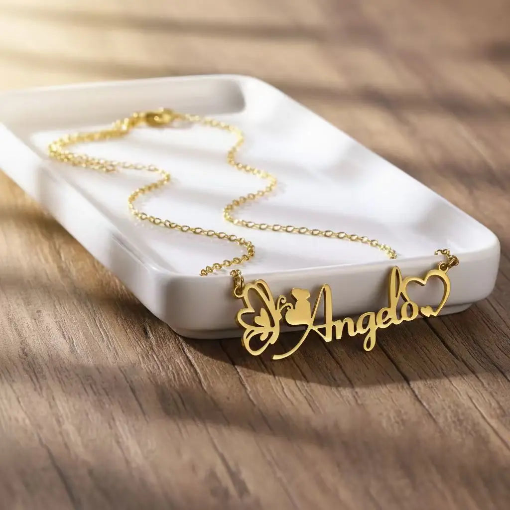 Custom Name Necklace | 18K Gold Plated Stainless Steel Pendant
