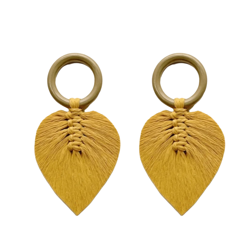 Macrame Leaf Napkin Rings – Boho Woven Holders, Set of 2