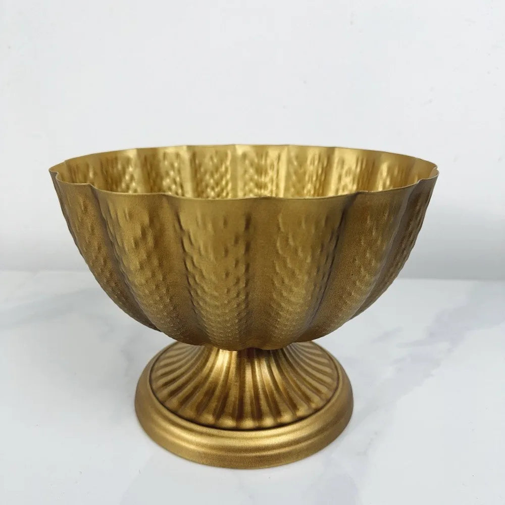 Vintage Gold Iron Flower Pot – Indoor Outdoor Planter Vase