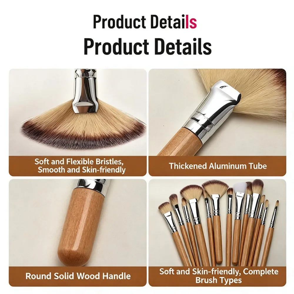 Mini Fan Makeup Brush – Soft Fiber Wood Handle | Gege Bear