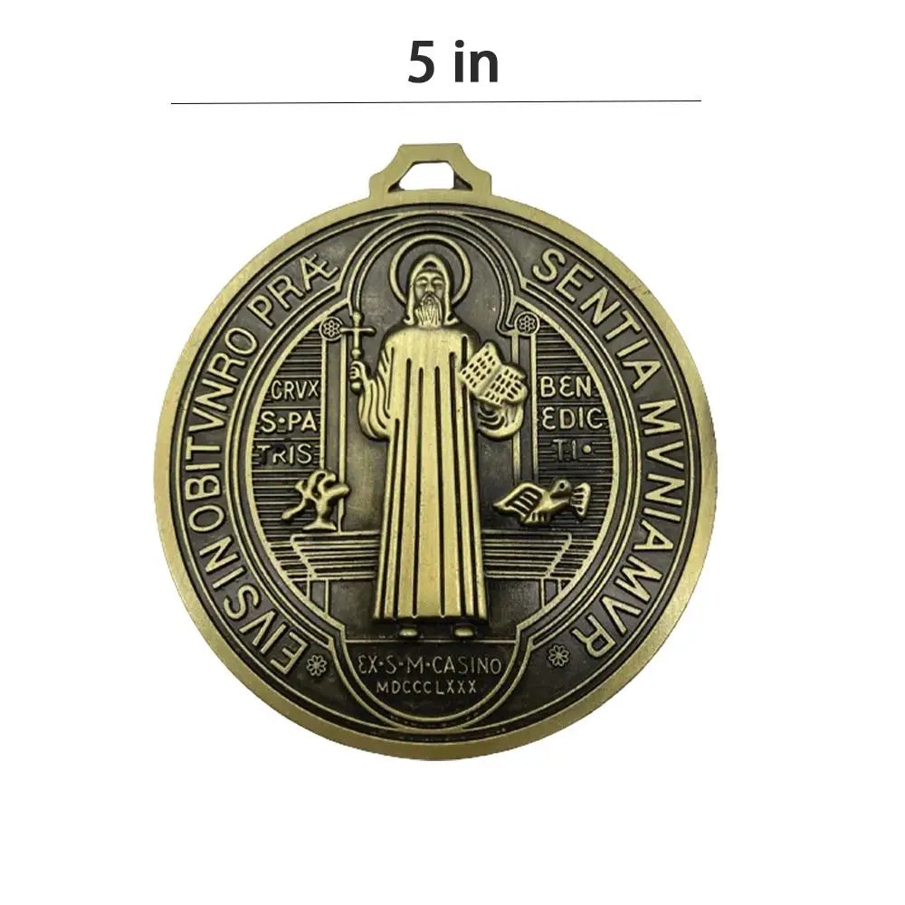 Extra Large Saint Benedict Medal 5-Inch Zinc Alloy Pendant
