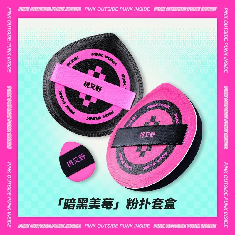 Pink Punk Thumb Powder Puff Set – 3 Pcs Flocking Air Cushion