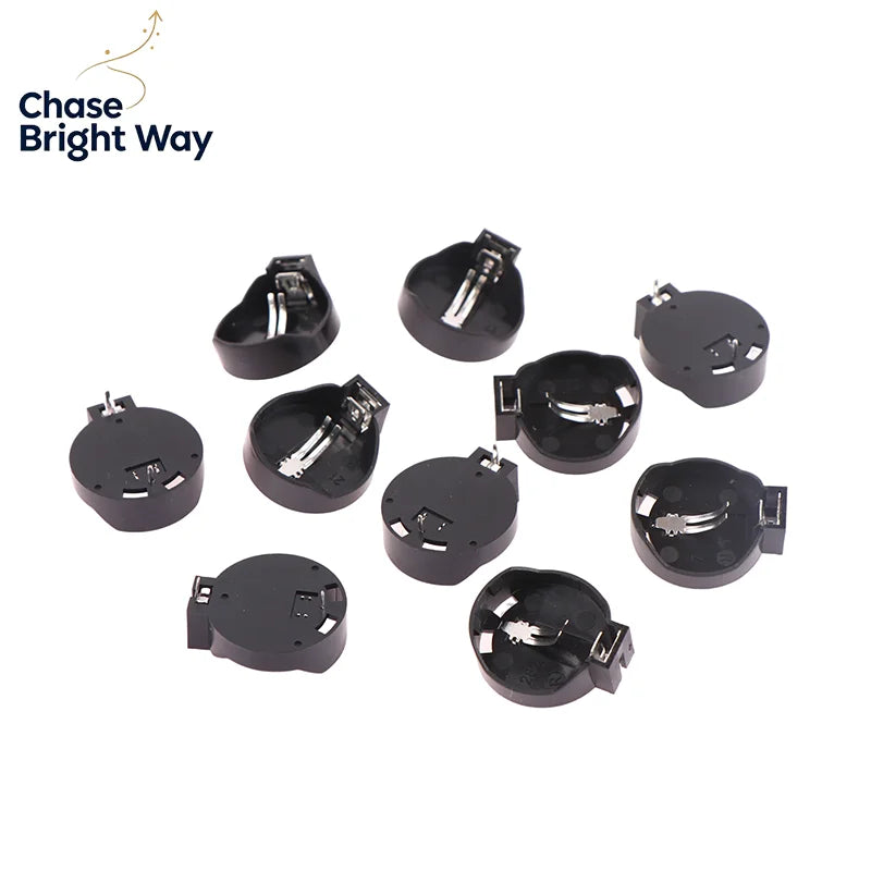 CR2032 Coin Cell Battery Holder Case 10-Pack – Black Socket
