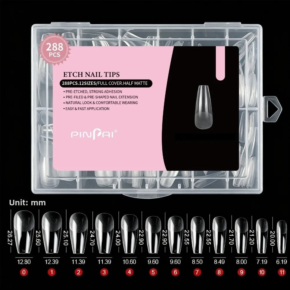 288pcs Ultra-Thin Soft Gel Nail Tips – Full Cover Extension Set