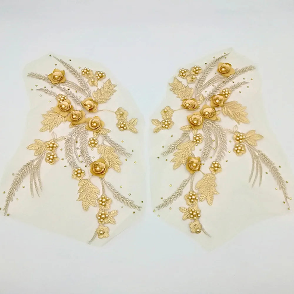 3D Flower Tassel Lace Appliqué Patch – Bridal Sew-On 2pc
