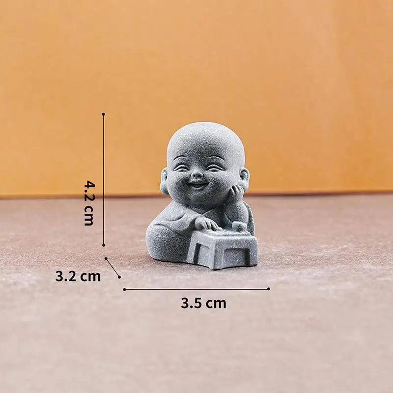 Zen Little Monk Statues – Resin Buddhist Figurines, 1 or 4 Pc