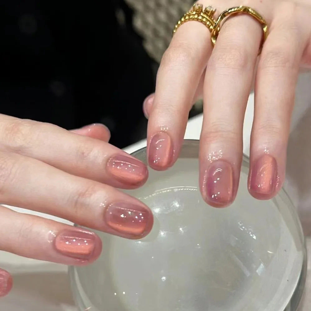 Almond Square Short Press-On False Nails – 24pc DIY Set