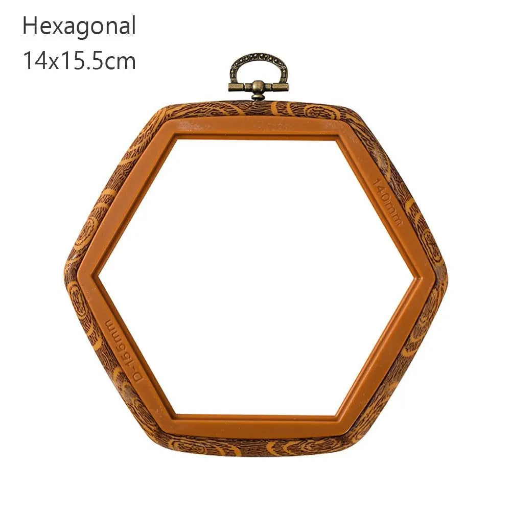 Wood Grain Plastic Embroidery Hoop – Multi-Shape DIY Frame