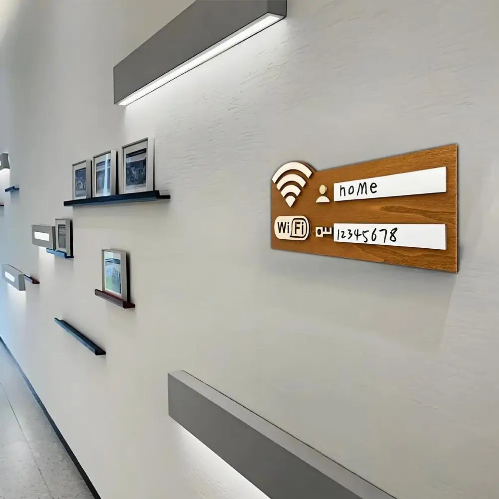 Rustic Wooden WiFi Password Sign – Rewritable Wall Plaque