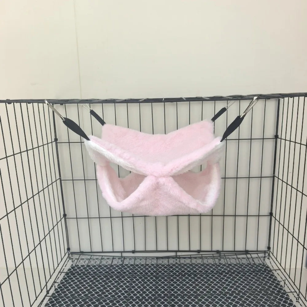 Hanging Pet Hammock – Double-Layer Fleece Bed for Ferrets & Small Pets