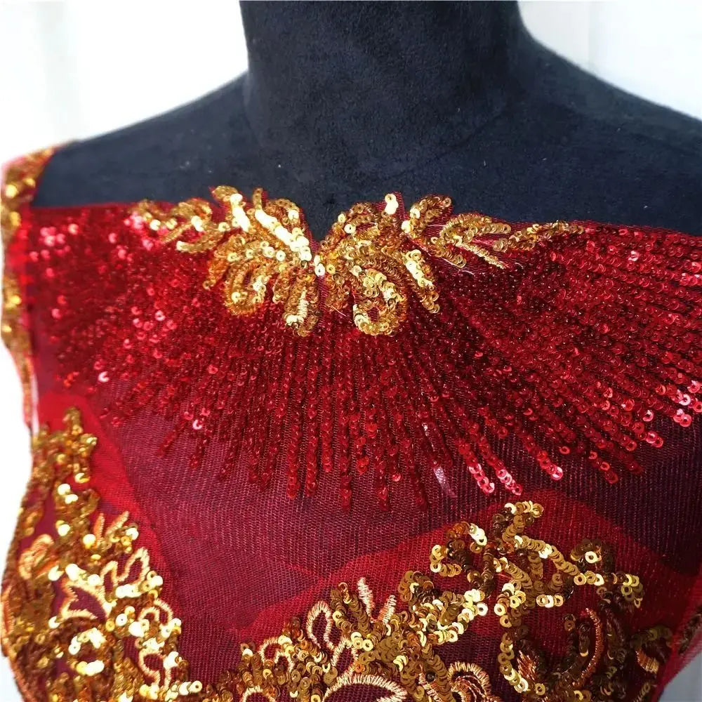 Gold Sequin Flower Applique Patches – 6-Piece Sew-On Set