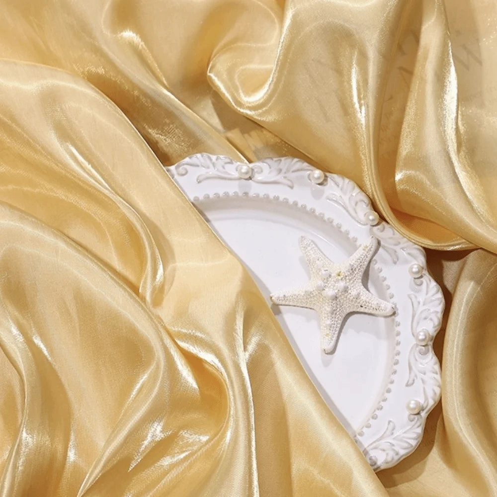 Reflective Liquid Satin Fabric – Metallic Water Gloss Texture