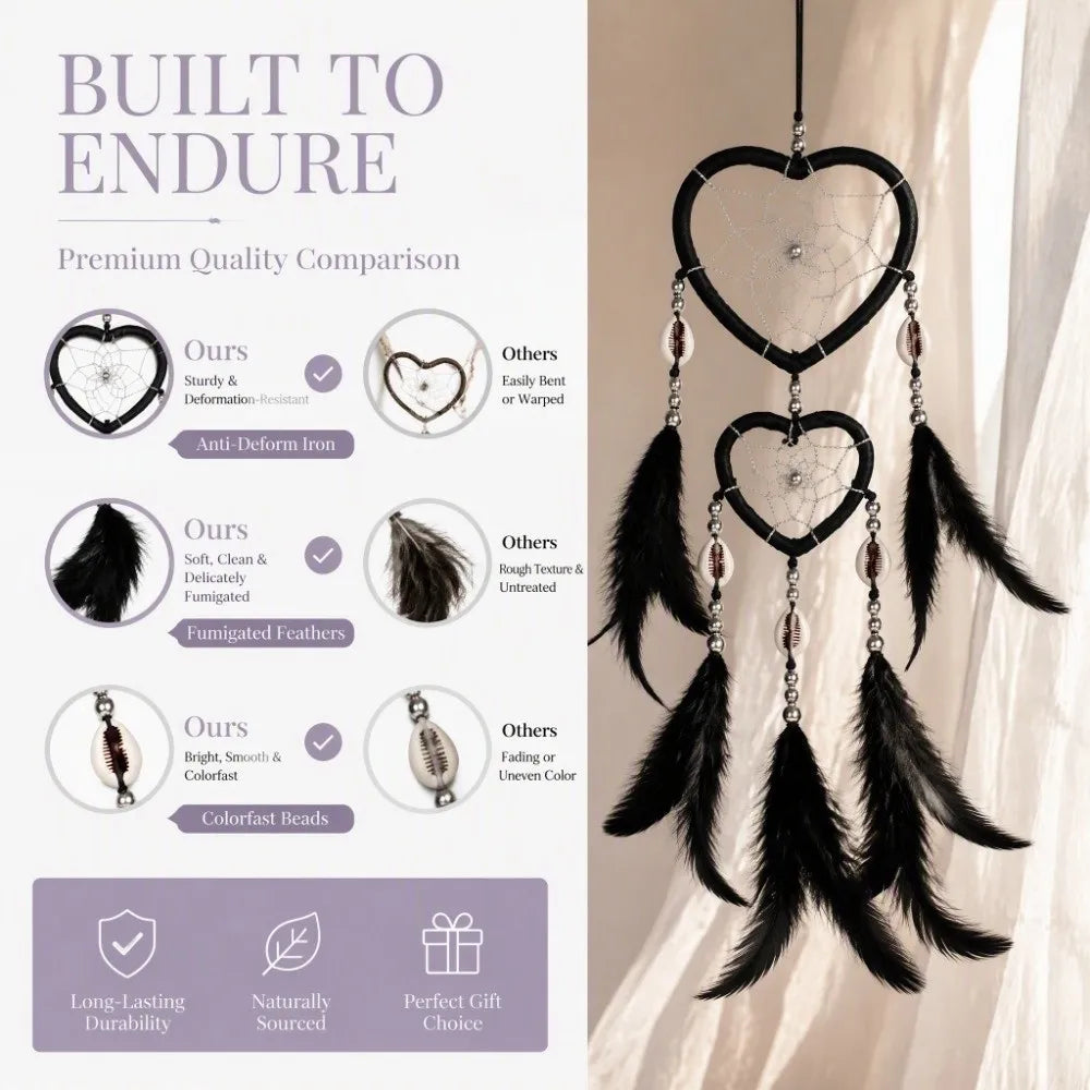 Handmade Boho Heart Dream Catcher – 15.75" Wall Hanging Decor