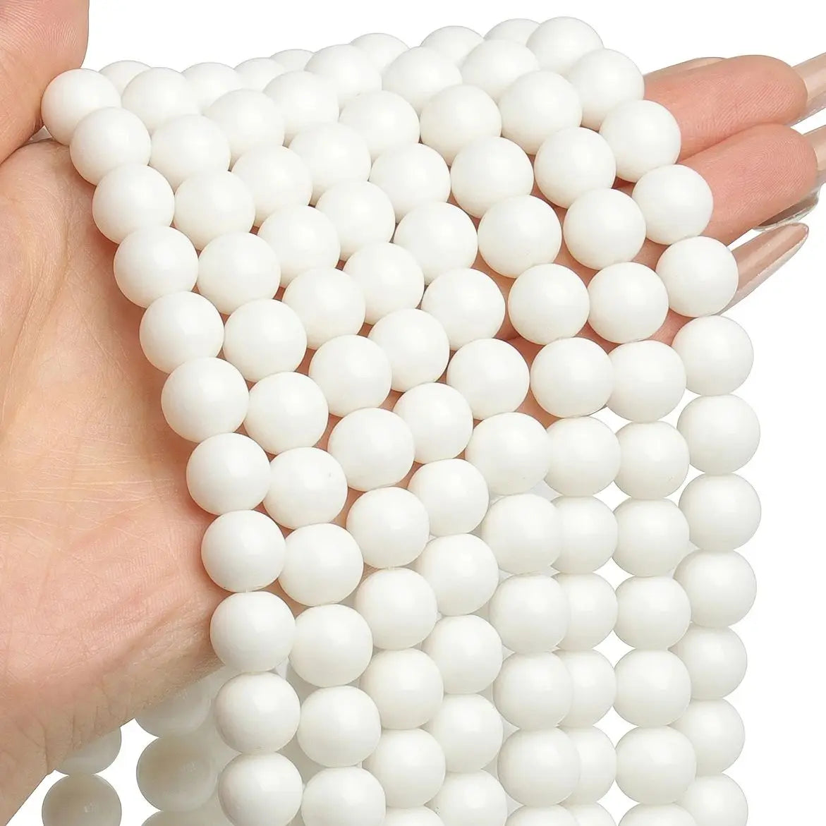 White Onyx Natural Stone Round Beads for Jewelry Making 4–12mm