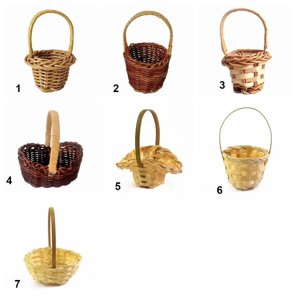 Mini Woven Braid Flower Basket with Handle – Multicolor