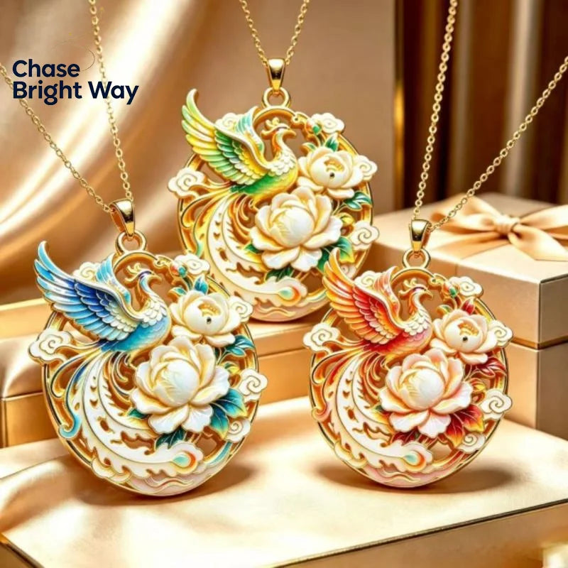 Nine Tailed Fox Enamel Pendant Necklace | Chinese Mythology