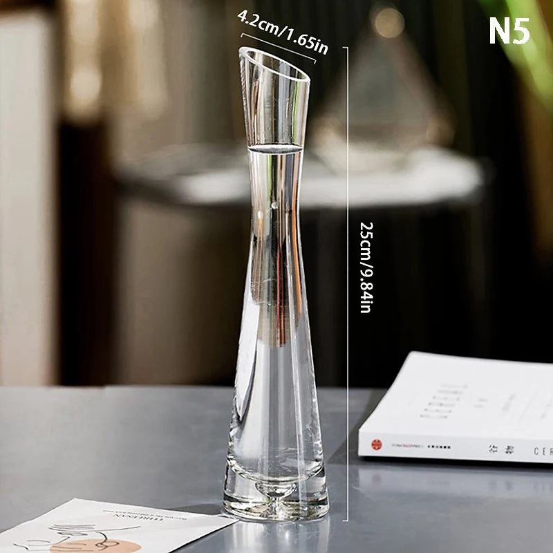 Transparent Glass Flower Vase – Bud Vase for Home & Weddings