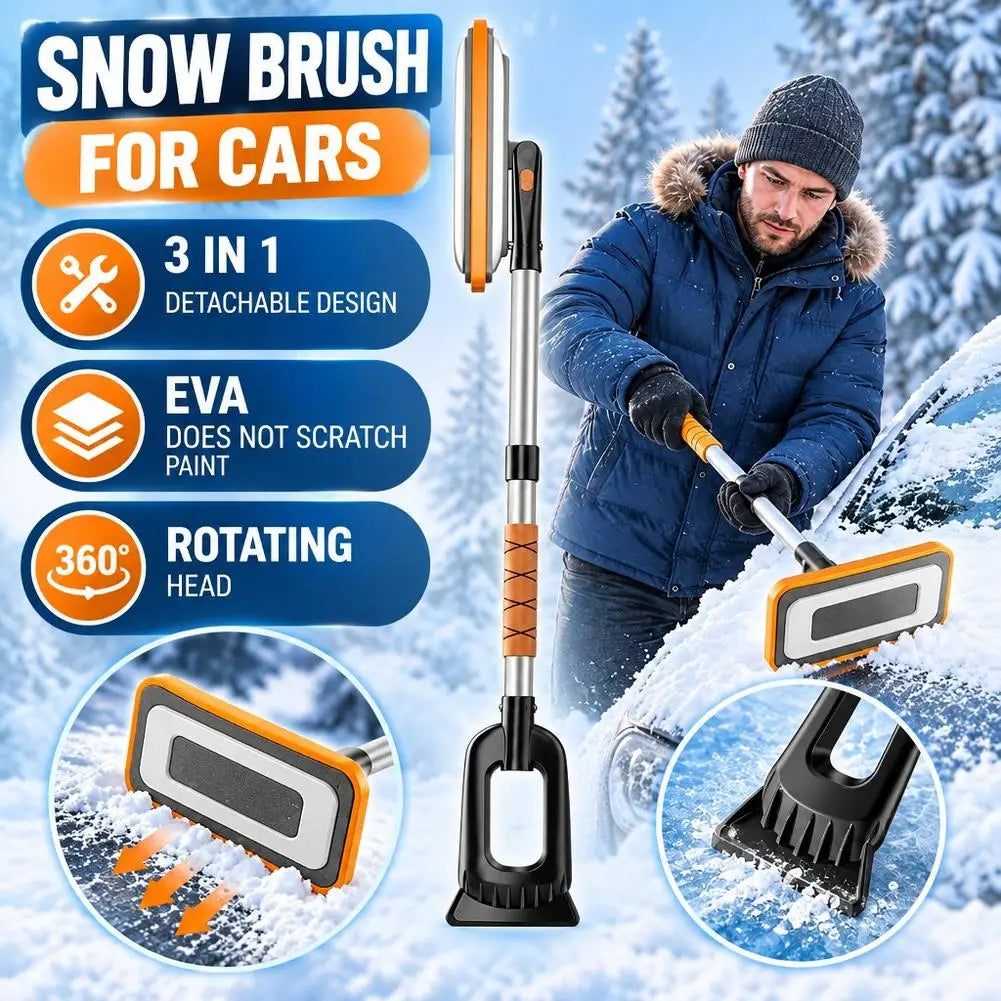 Telescopic Snow Brush & Rotating Ice Scraper – Aluminum Alloy
