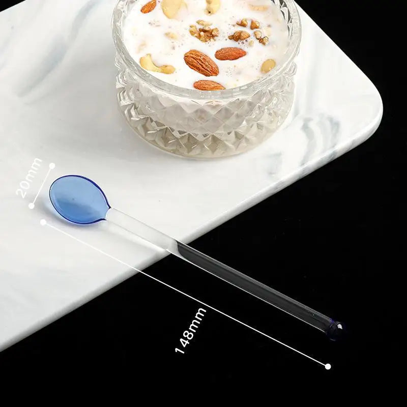 Colorful Glass Stirring Spoon – Long Handle, Heat Resistant