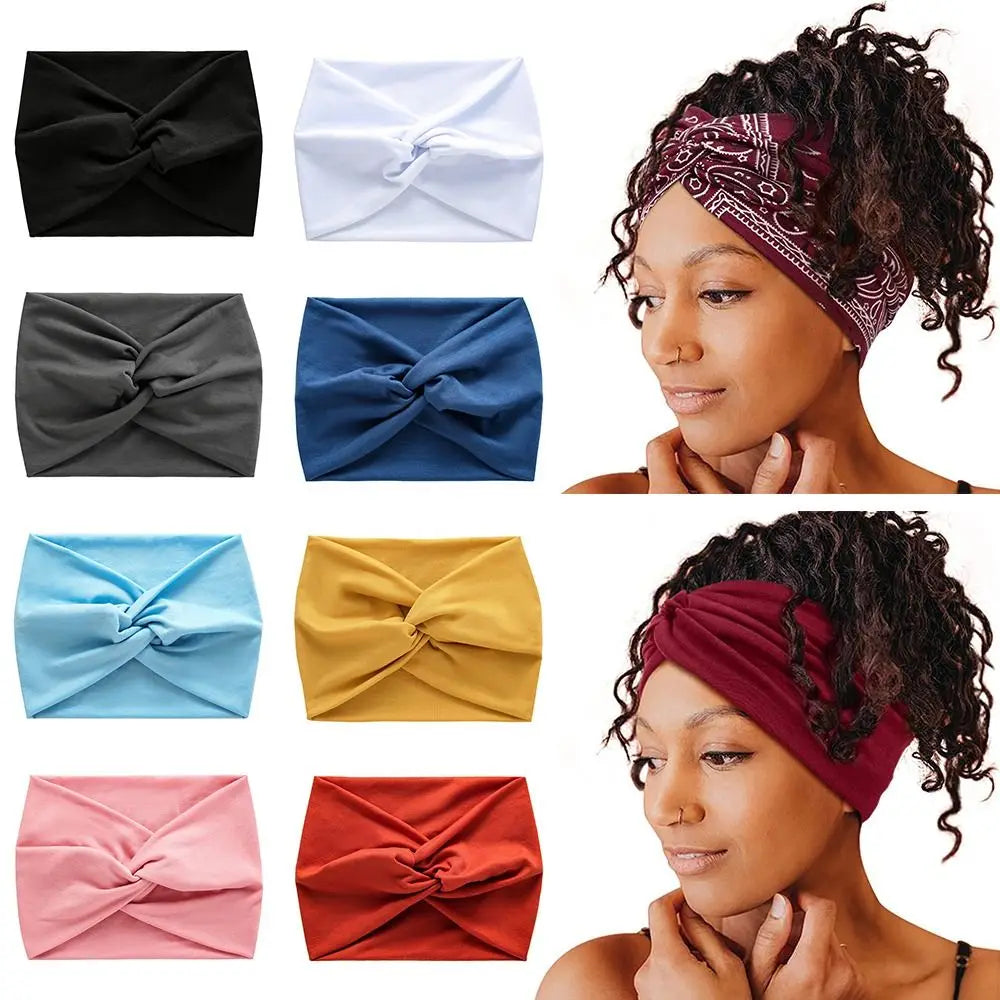 Wide Twisted Turban Headband – Boho Yoga Head Wrap for Women