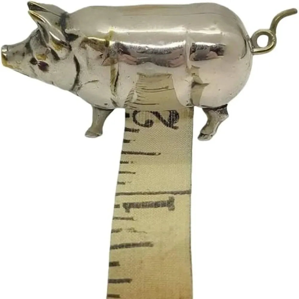 Antique Mini Pig Tape Measure – Retractable Metal 1.5M Tool