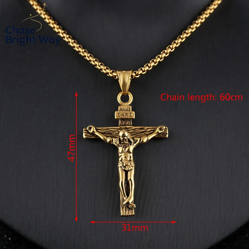 Cross Pendant Necklace – Stainless Steel Religious Jewelry