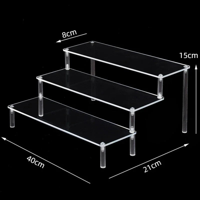 Black Acrylic Display Stand Riser 1–5 Tier Organizer Rack