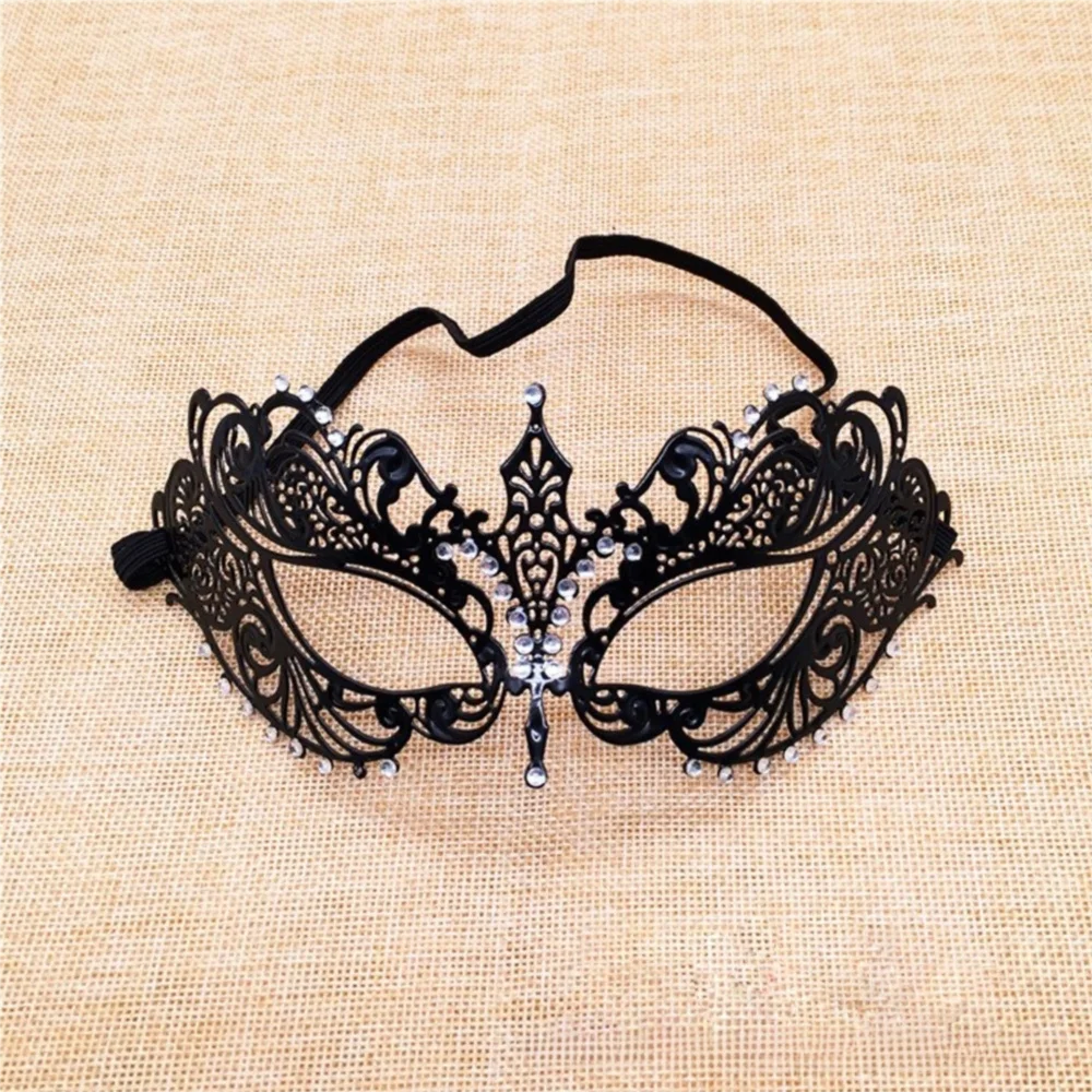 Vintage Lace Metal Masquerade Half Face Mask – Diamond Inlay