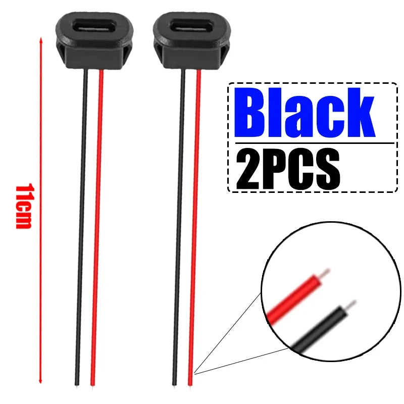 USB-C Waterproof Pigtail Cable – Female Chassis 2-Pin Solder