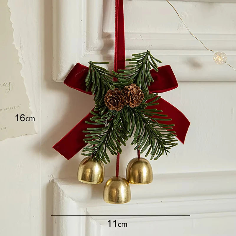 Christmas Pinecone Bell Bow Ornament – Tree, Door & Car Decor