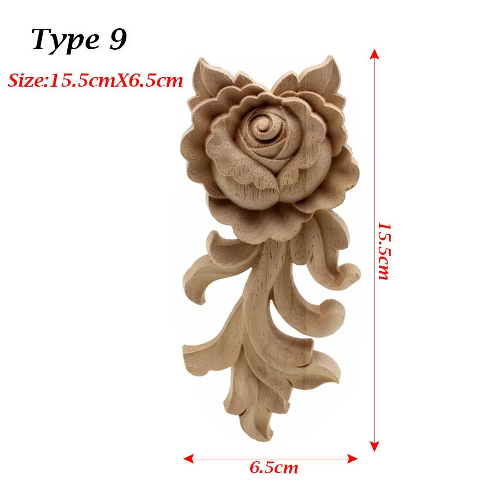 Wood Carved Rose Flower Applique – DIY Furniture & Home Decor