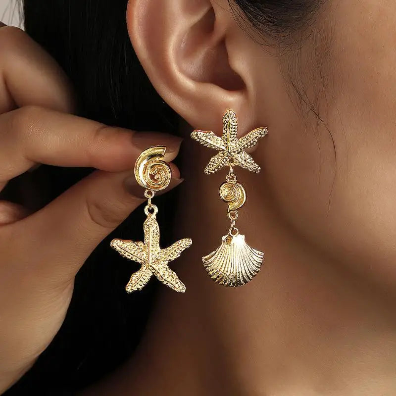 Ocean Shell Stud Earrings – Handmade Stainless Steel Jewelry