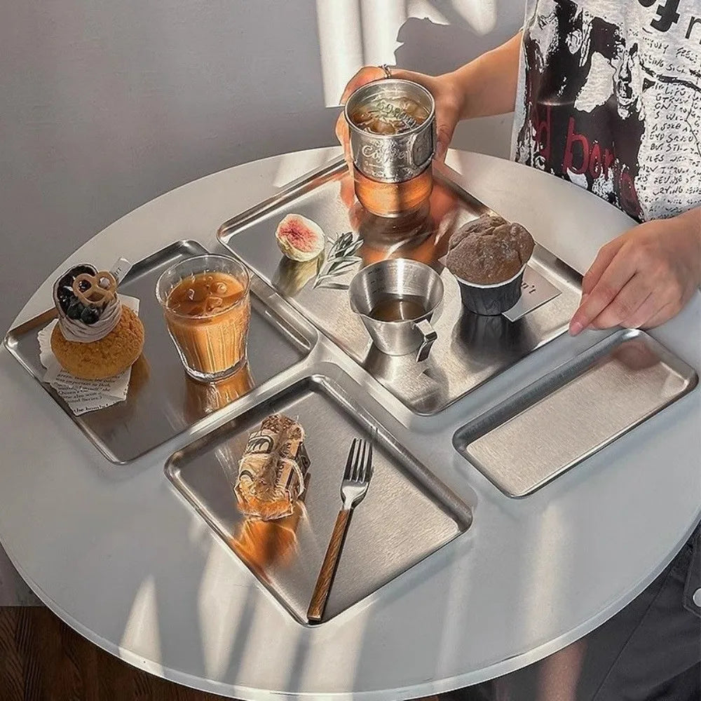 Nordic Stainless Steel Kitchen Storage Tray | Rectangular Plate
