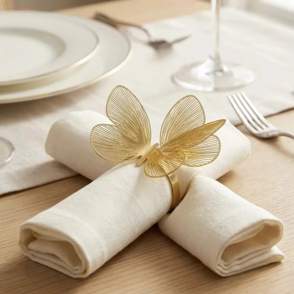 Metal Butterfly Napkin Ring – Hollow Gold & Rose Gold Decor