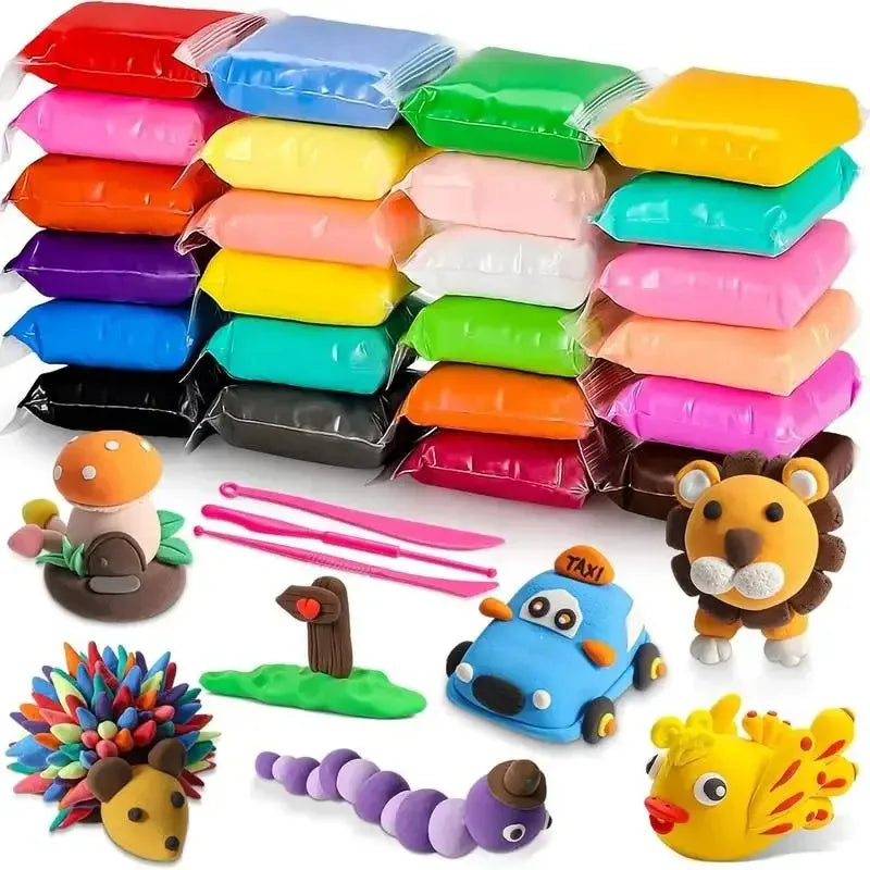 36-Color Air-Dry Clay Set with Carving Tools – Non-Toxic Kids