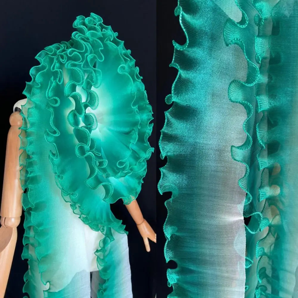2-Yard Flounce Wave Lace Fabric 12cm – Gradient Mesh Organza
