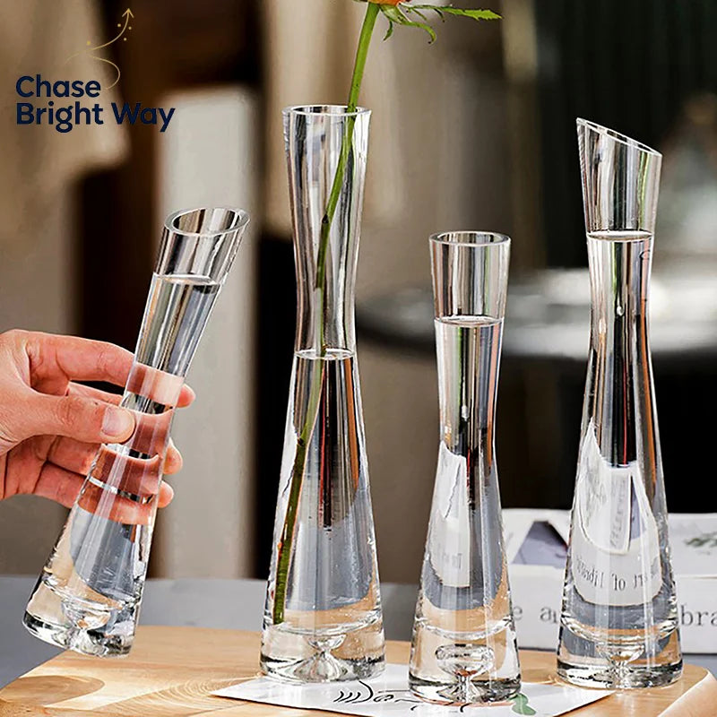Transparent Glass Flower Vase – Bud Vase for Home & Weddings