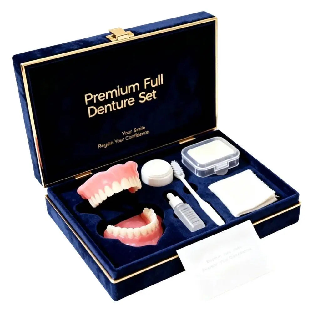 Silicone Denture Veneer Kit – Upper & Lower Teeth with Care Set