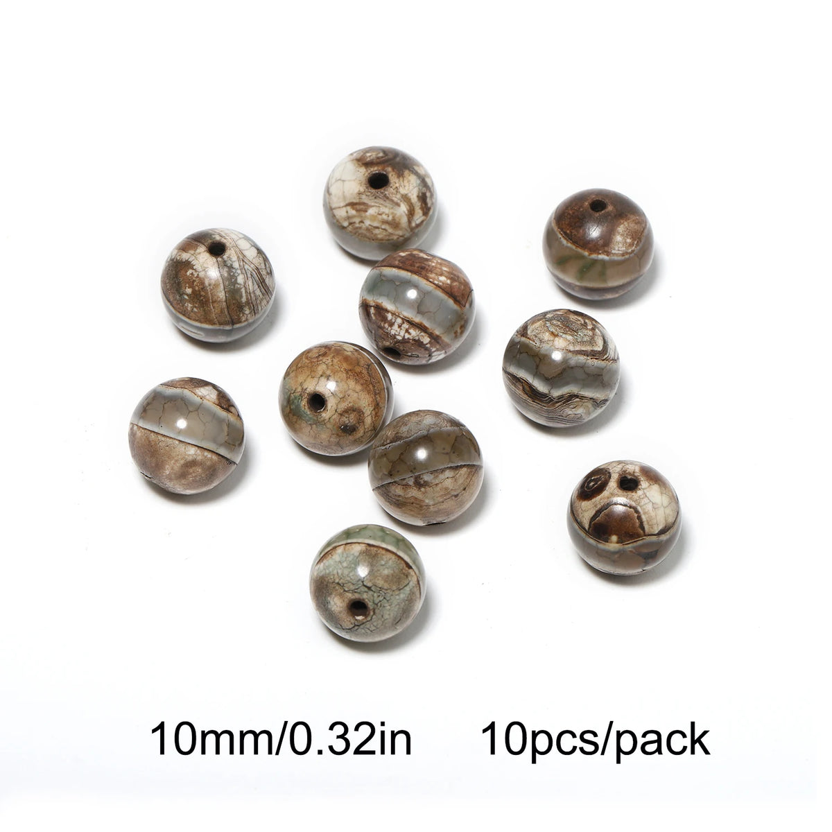Tibetan Dzi Agate Natural Stone Round Beads | DIY Jewelry