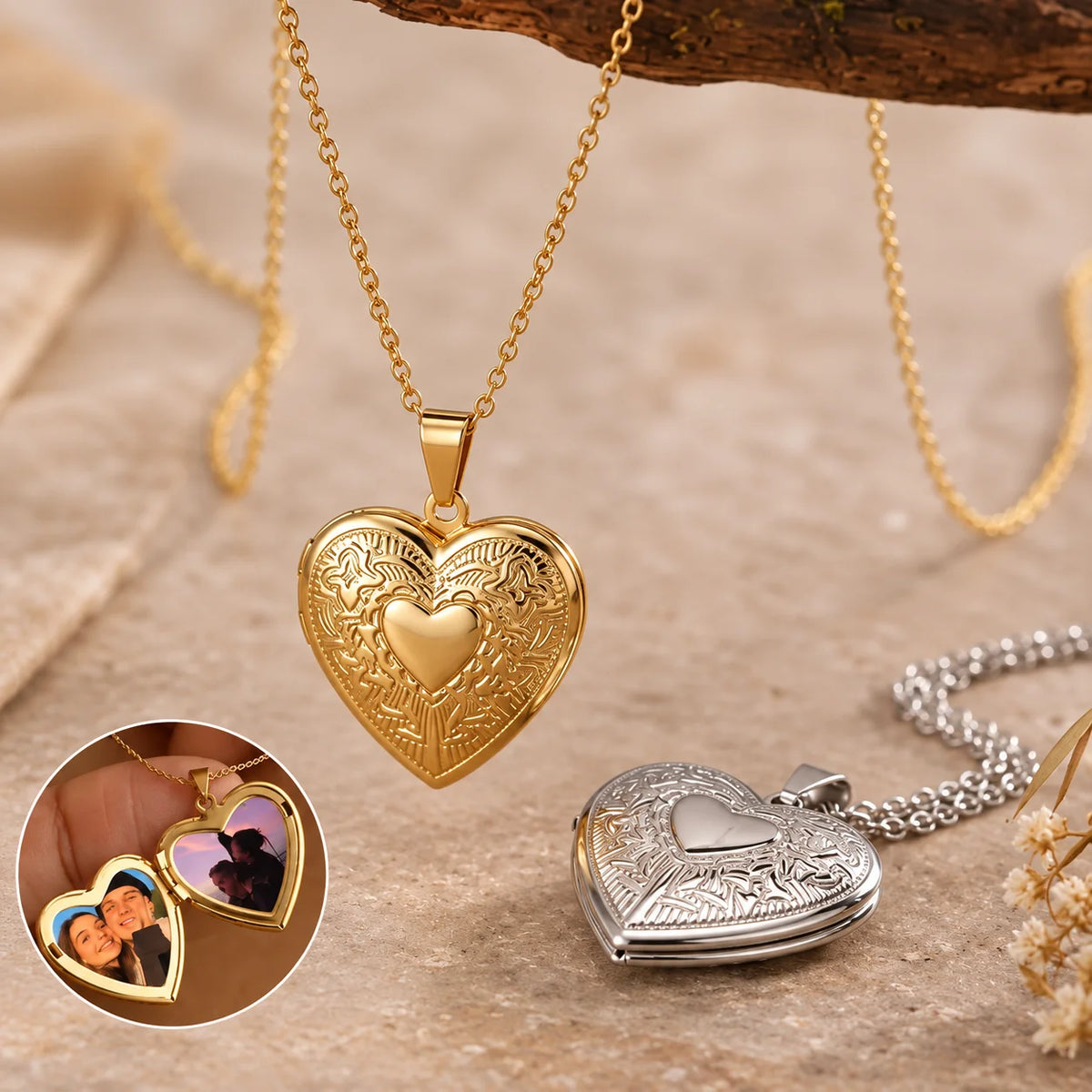 Custom Photo Heart Locket Necklace – Personalized Stainless Steel