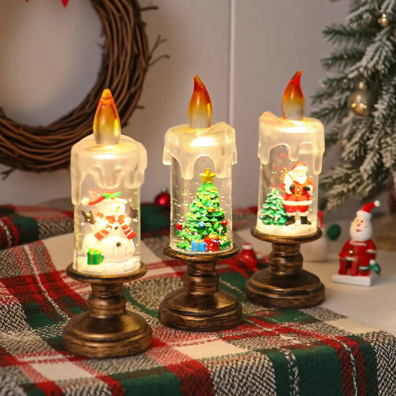 Water-Filled Snow Globe Candle Lamp – Christmas Night Light