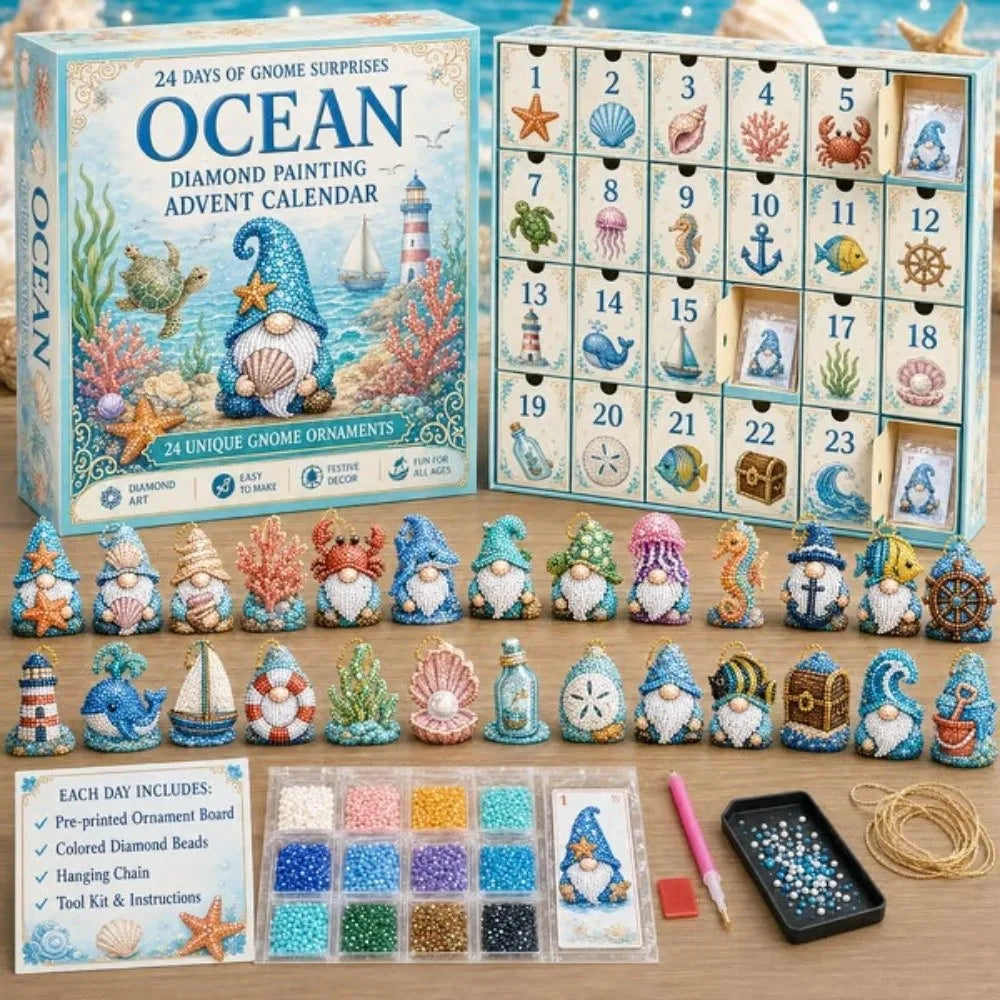 Christmas Gnome Advent Calendar – 24-Day Diamond Art Craft Set