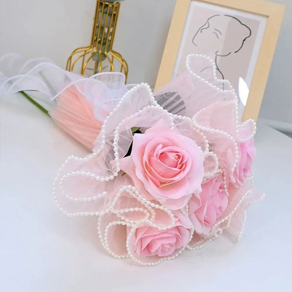 Pearl Lace Wave Mesh Flower Wrapping Roll – 28cm x 4 Yards