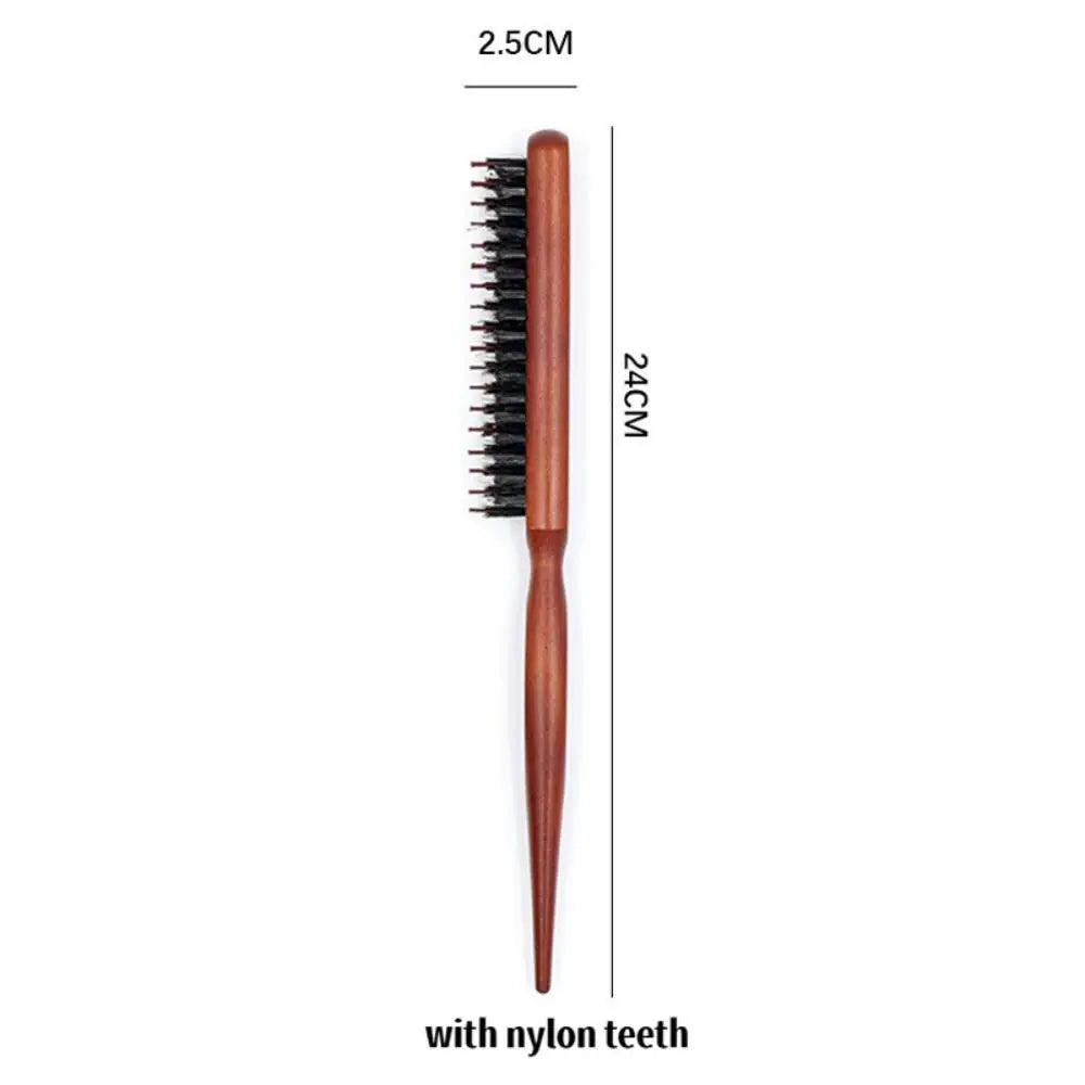 3-Row Boar Bristle Fluffy Hair Comb – Volumizing Teasing Brush