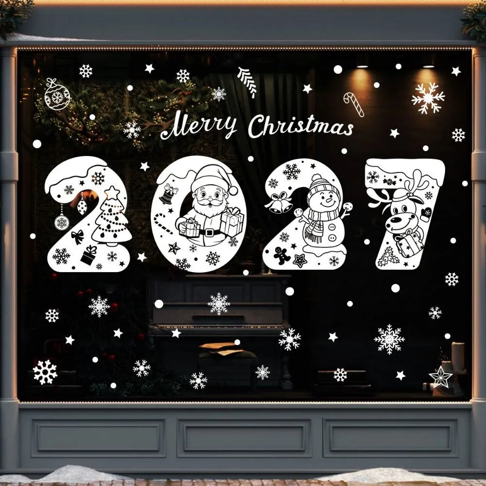 Christmas Static Window Clings – Santa & Snowman Decals 4-Sheet