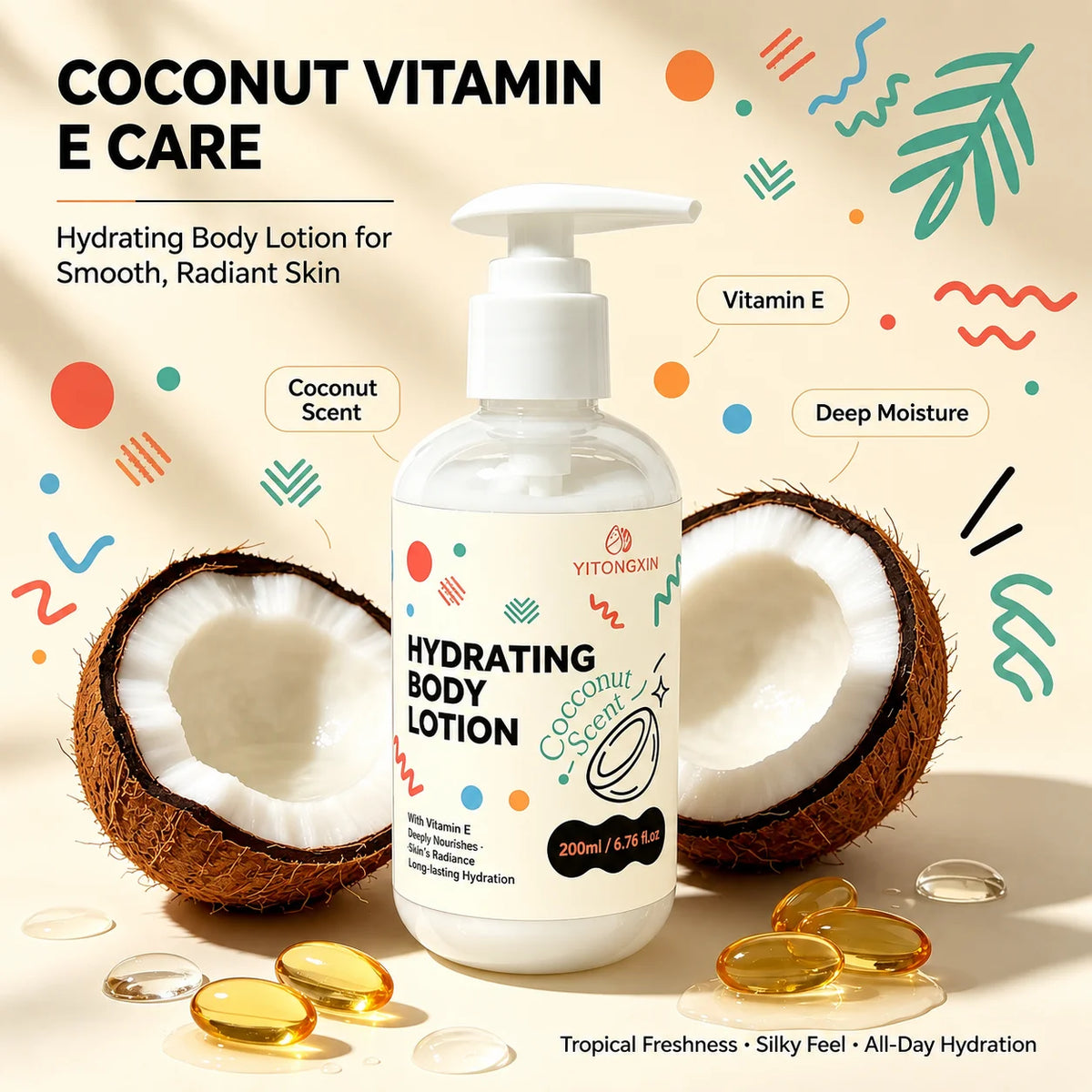 Vitamin E Coconut Body Lotion – Daily Moisturizing Cream 200ml