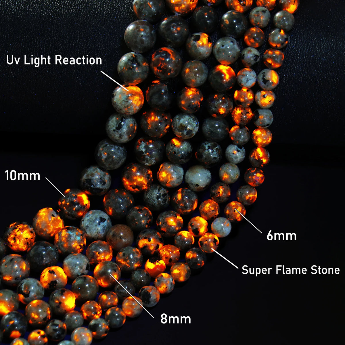 Yooperlite Fire Sodalite Round Stone Beads – 15" Jewelry Strand