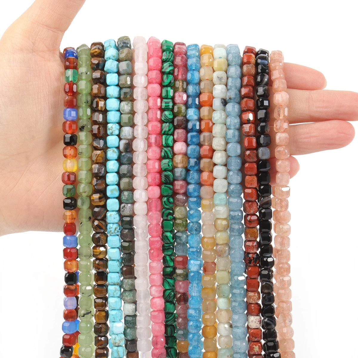 Tiger Eye Faceted Cube Beads 5mm – Natural Stone Spacer Strand